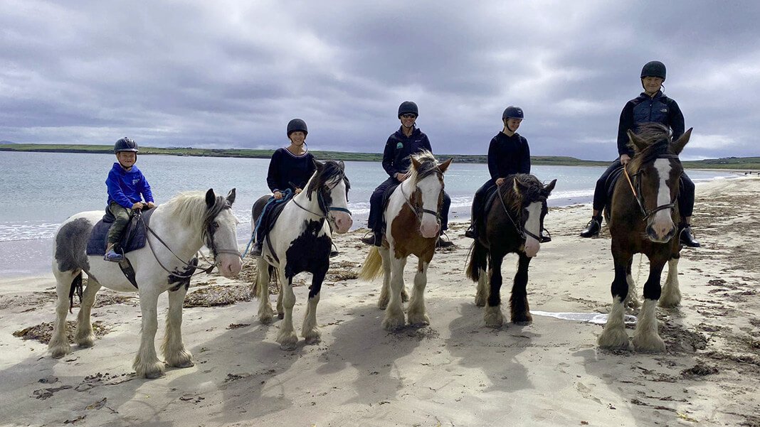 Five horses and five riders in Ireland
