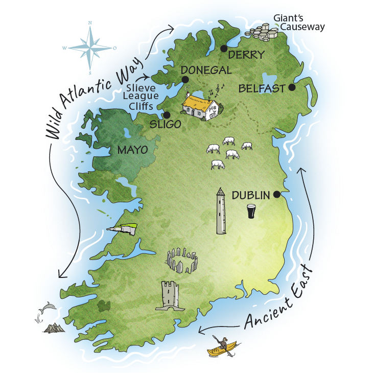 7 Day Northern Ireland Adventure Tour Map Itinerary Route